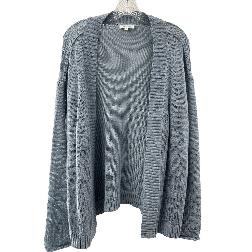 Haven Women's Tight Knit Open Front Light Blue Cardigan Sweater Size Medium